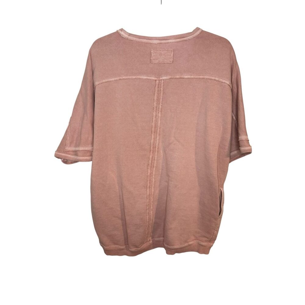 Free People We The Free Pink Mari Muscle Pullover Short Sleeve Oversized Sweatsh - Picture 4 of 8